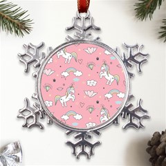 Cute-unicorn-seamless-pattern Metal Large Snowflake Ornament by Salman4z