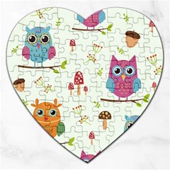 Forest-seamless-pattern-with-cute-owls Jigsaw Puzzle (heart) by Salman4z