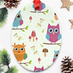 Forest-seamless-pattern-with-cute-owls Oval Ornament (two Sides) by Salman4z