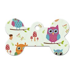 Forest-seamless-pattern-with-cute-owls Dog Tag Bone (one Side) by Salman4z