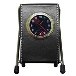 Gradient-geometric-shapes-dark-background-design Pen Holder Desk Clock Front