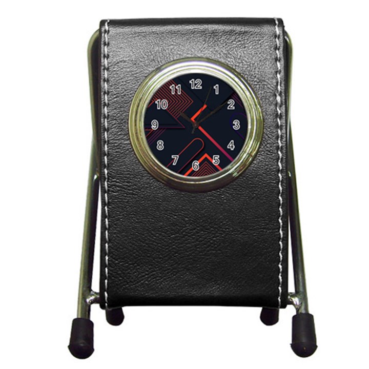 Gradient-geometric-shapes-dark-background-design Pen Holder Desk Clock