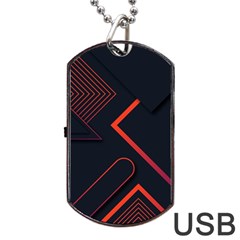 Gradient-geometric-shapes-dark-background-design Dog Tag Usb Flash (one Side) by Salman4z