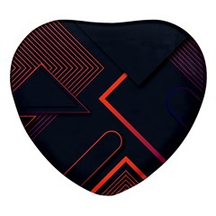 Gradient-geometric-shapes-dark-background-design Heart Glass Fridge Magnet (4 Pack) by Salman4z