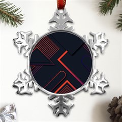 Gradient-geometric-shapes-dark-background-design Metal Small Snowflake Ornament