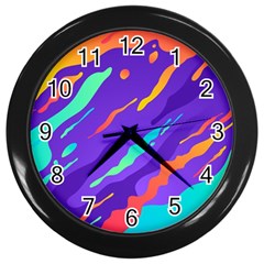 Multicolored-abstract-background Wall Clock (black) by Salman4z