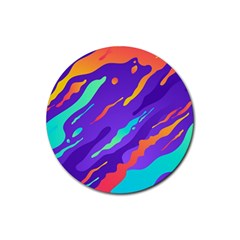 Multicolored-abstract-background Rubber Round Coaster (4 Pack) by Salman4z