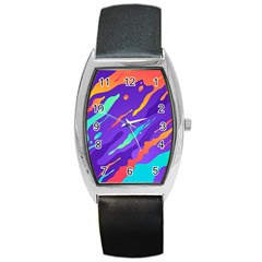 Multicolored-abstract-background Barrel Style Metal Watch by Salman4z