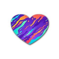 Multicolored-abstract-background Rubber Coaster (heart) by Salman4z