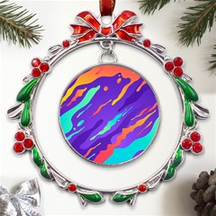 Multicolored-abstract-background Metal X mas Wreath Ribbon Ornament