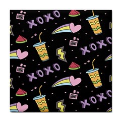 Cute-girl-things-seamless-background Tile Coaster by Salman4z