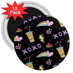 Cute-girl-things-seamless-background 3  Magnets (10 Pack)  by Salman4z