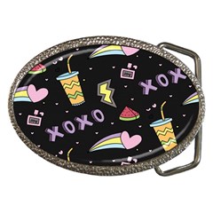 Cute-girl-things-seamless-background Belt Buckles by Salman4z