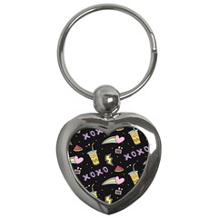 Cute-girl-things-seamless-background Key Chain (heart) by Salman4z