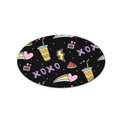 Cute-girl-things-seamless-background Sticker Oval (100 Pack) by Salman4z