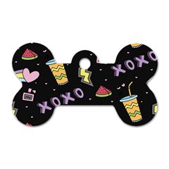 Cute-girl-things-seamless-background Dog Tag Bone (one Side) by Salman4z