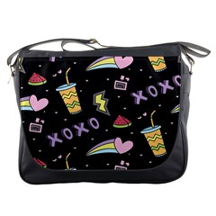 Cute-girl-things-seamless-background Messenger Bag by Salman4z