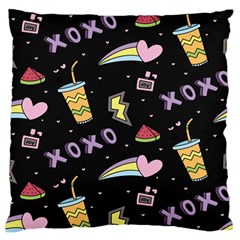 Cute-girl-things-seamless-background Large Premium Plush Fleece Cushion Case (one Side) by Salman4z