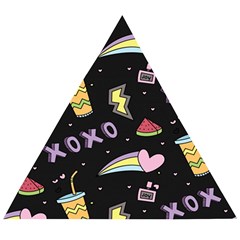 Cute-girl-things-seamless-background Wooden Puzzle Triangle by Salman4z