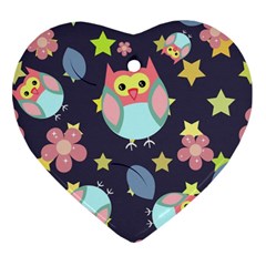 Owl-stars-pattern-background Ornament (heart) by Salman4z