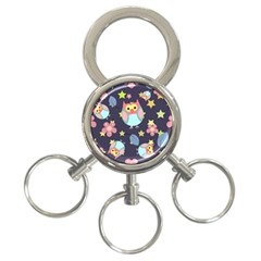 Owl-stars-pattern-background 3-ring Key Chain by Salman4z