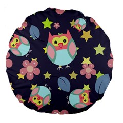 Owl-stars-pattern-background Large 18  Premium Round Cushions by Salman4z