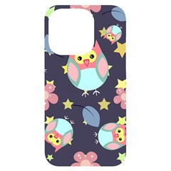 Owl-stars-pattern-background Iphone 14 Pro Black Uv Print Case by Salman4z