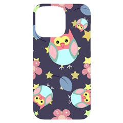 Owl-stars-pattern-background Iphone 14 Pro Max Black Uv Print Case