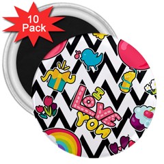 Vector-romantic-love-seamless-pattern 3  Magnets (10 Pack)  by Salman4z