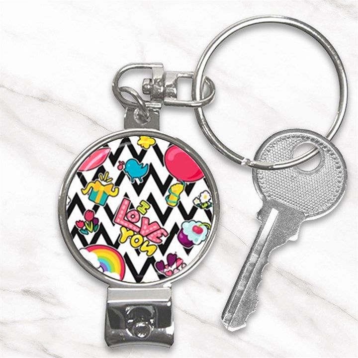 Vector-romantic-love-seamless-pattern Nail Clippers Key Chain