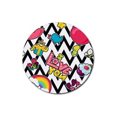 Vector-romantic-love-seamless-pattern Rubber Round Coaster (4 Pack) by Salman4z