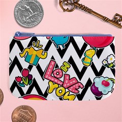 Vector-romantic-love-seamless-pattern Large Coin Purse by Salman4z