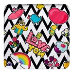 Vector-romantic-love-seamless-pattern Square Glass Fridge Magnet (4 pack) Front