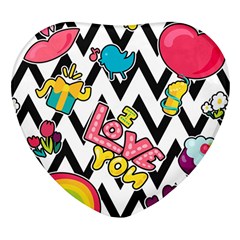 Vector-romantic-love-seamless-pattern Heart Glass Fridge Magnet (4 Pack)