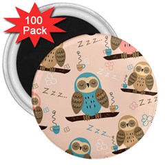 Seamless-pattern-owls-dream-cute-style-pajama-fabric 3  Magnets (100 Pack) by Salman4z