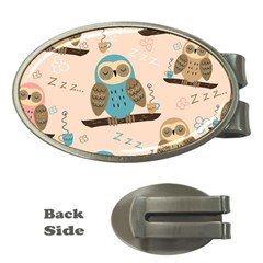 Seamless-pattern-owls-dream-cute-style-pajama-fabric Money Clips (oval)  by Salman4z