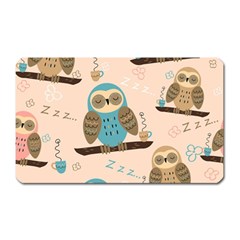 Seamless-pattern-owls-dream-cute-style-pajama-fabric Magnet (rectangular) by Salman4z