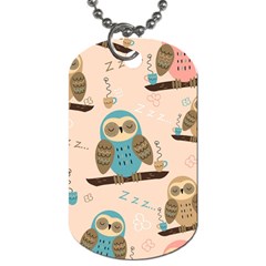 Seamless-pattern-owls-dream-cute-style-pajama-fabric Dog Tag (one Side) by Salman4z