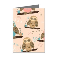 Seamless-pattern-owls-dream-cute-style-pajama-fabric Mini Greeting Card by Salman4z