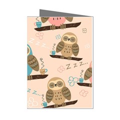 Seamless-pattern-owls-dream-cute-style-pajama-fabric Mini Greeting Cards (pkg Of 8) by Salman4z