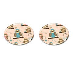 Seamless-pattern-owls-dream-cute-style-pajama-fabric Cufflinks (oval) by Salman4z