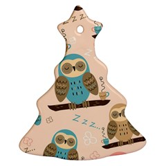 Seamless-pattern-owls-dream-cute-style-pajama-fabric Christmas Tree Ornament (two Sides) by Salman4z