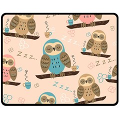 Seamless-pattern-owls-dream-cute-style-pajama-fabric Two Sides Fleece Blanket (medium) by Salman4z