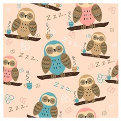 Seamless-pattern-owls-dream-cute-style-pajama-fabric Wooden Puzzle Square by Salman4z