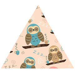 Seamless-pattern-owls-dream-cute-style-pajama-fabric Wooden Puzzle Triangle by Salman4z