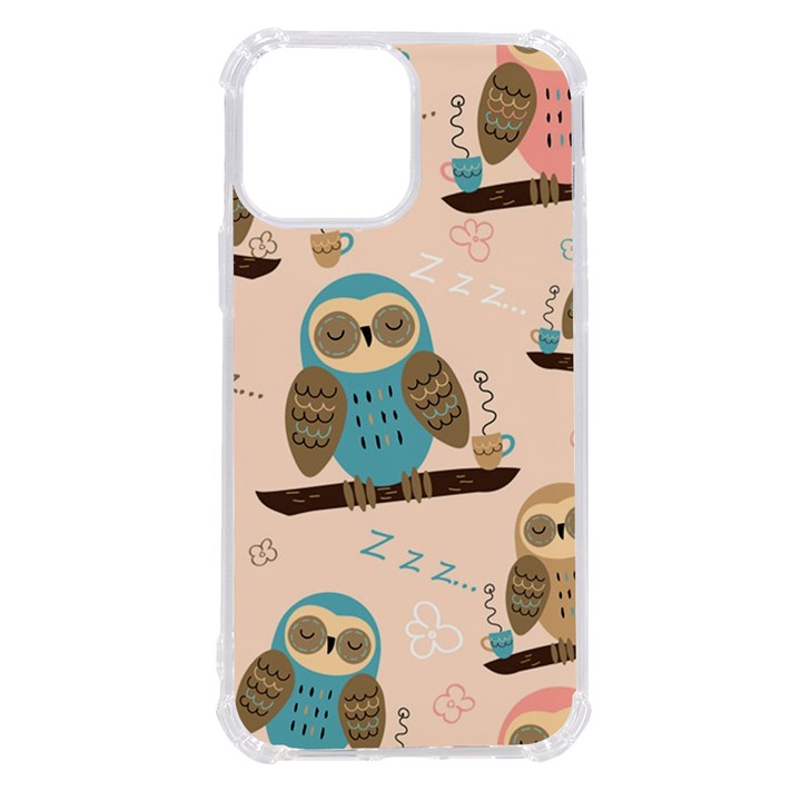 Seamless-pattern-owls-dream-cute-style-pajama-fabric iPhone 13 Pro Max TPU UV Print Case