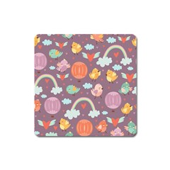 Cute-seamless-pattern-with-doodle-birds-balloons Square Magnet by Salman4z