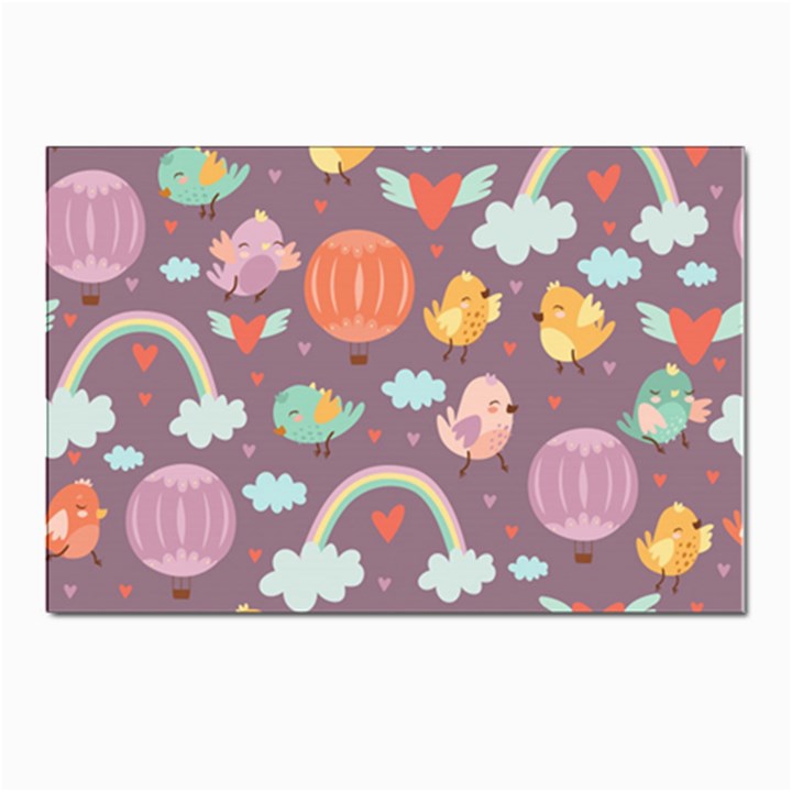 Cute-seamless-pattern-with-doodle-birds-balloons Postcards 5  x 7  (Pkg of 10)