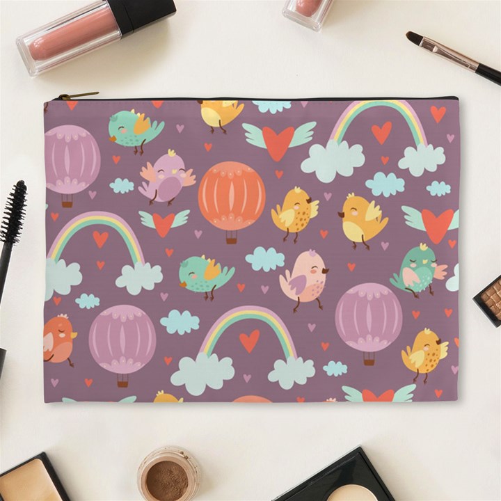 Cute-seamless-pattern-with-doodle-birds-balloons Cosmetic Bag (XL)