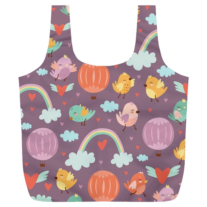 Cute-seamless-pattern-with-doodle-birds-balloons Full Print Recycle Bag (XL)